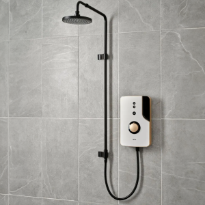 Triton ENlight Thermostatic Taupe Electric Shower with Black UNIQ Shower Kit