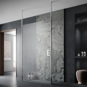 Hudson Reed Free Standing Wet Room Screen with Double Ceiling Posts