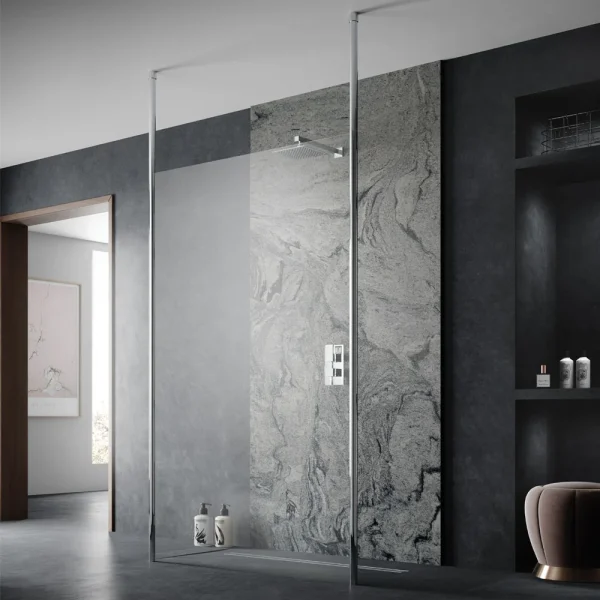 Hudson Reed Free Standing Wet Room Screen with Double Ceiling Posts