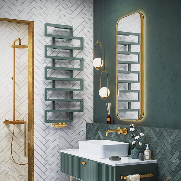 Terma Bookie Anodic Malachite Green Heated Towel Rail 1155 x 500mm - Image 3