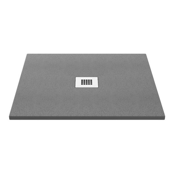 Imperia 800 x 800mm Graphite Slate Effect Square Tray + Chrome Waste - Image 4