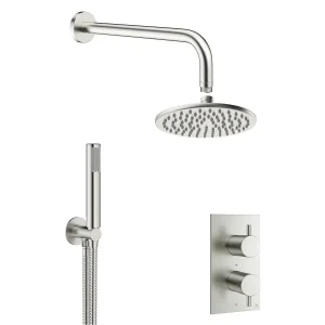 Crosswater MPRO Brushed Stainless Steel Effect 2 Outlet 2 Handle Shower Bundle