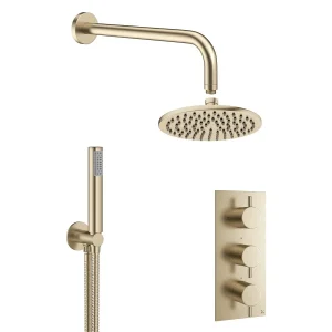 Crosswater MPRO Brushed Brass 2 Outlet 3 Handle Shower Bundle
