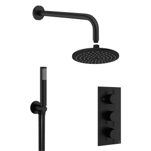 Crosswater MPRO Matt Black 2 Outlet 3 Handle Shower Bundle