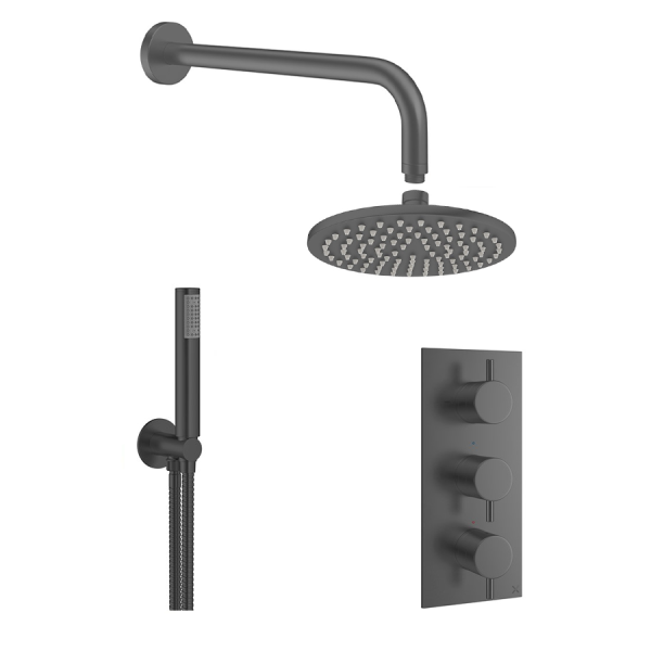 Crosswater MPRO Slate 2 Outlet 3 Handle Shower Bundle