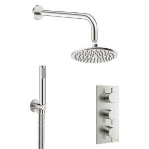 Crosswater MPRO Brushed Stainless Steel Effect 2 Outlet 3 Handle Shower Bundle