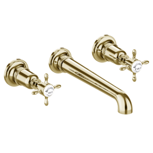 Burlington Guild 3TH Wall Mounted Basin Tap   Gold