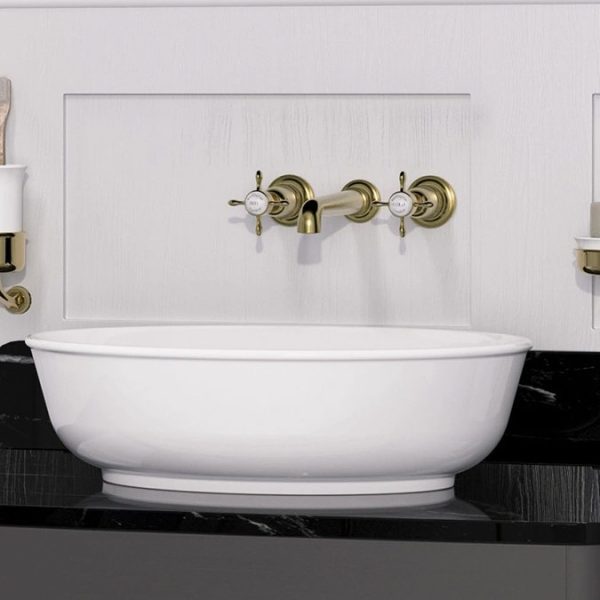 Burlington Guild 3TH Wall Mounted Basin Tap   Gold - Image 3