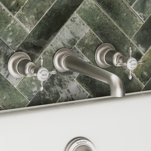 Burlington Guild 3TH Wall Mounted Basin Tap   Brushed Nickel