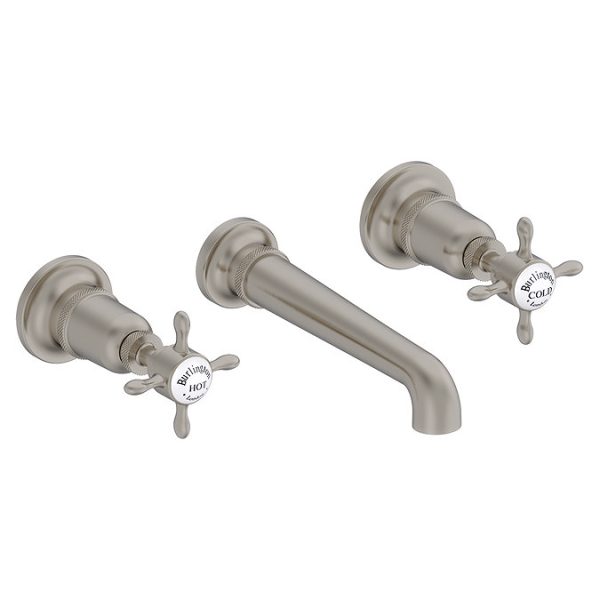 Burlington Guild 3TH Wall Mounted Basin Tap   Brushed Nickel - Image 2