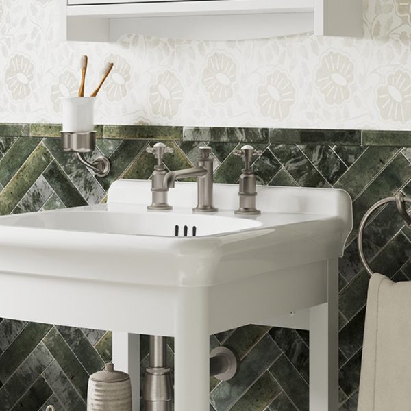 Burlington Guild 3TH Deck Mounted Basin Tap   Brushed Nickel - Image 2