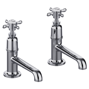 Burlington Guild Basin Long Nose Pillar Taps   Chrome