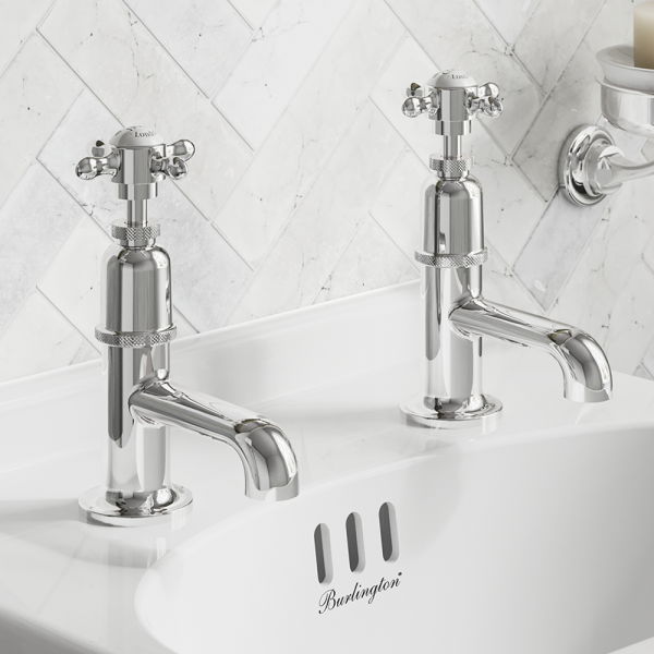 Burlington Guild Basin Pillar Taps   Chrome