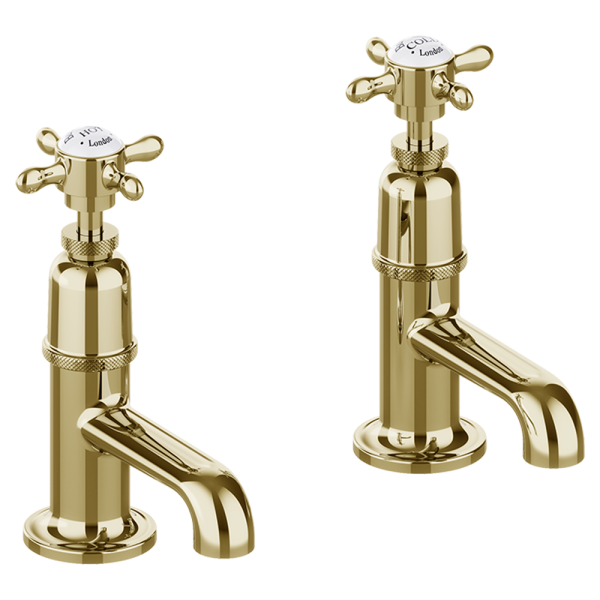 Burlington Guild Basin Pillar Taps   Gold