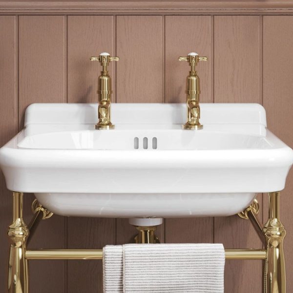 Burlington Guild Basin Pillar Taps   Gold - Image 2