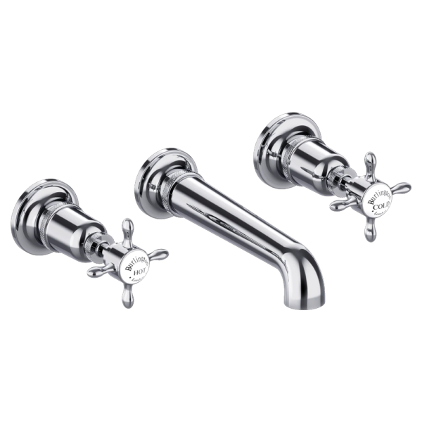 Burlington Guild 3TH Wall Mounted Bath Tap   Chrome