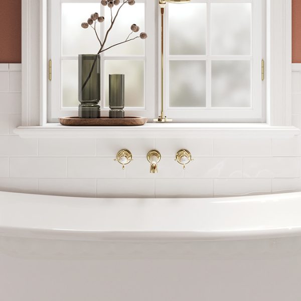Burlington Guild 3TH Wall Mounted Bath Tap   Gold - Image 2