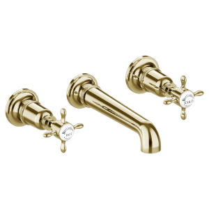 Burlington Guild 3TH Wall Mounted Bath Tap   Gold