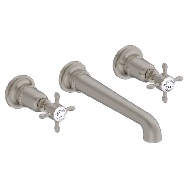 Burlington Guild 3TH Wall Mounted Bath Tap   Brushed Nickel - Image 2