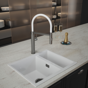 The Tap Factory Quilt Tube Gun Metal Kitchen Tap with K2 Filter Kit