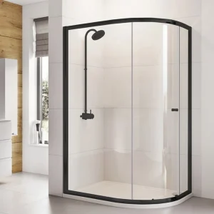 Roman Haven6 Matt Black Frame Offset Shower Enclosure   1000 x 800mm