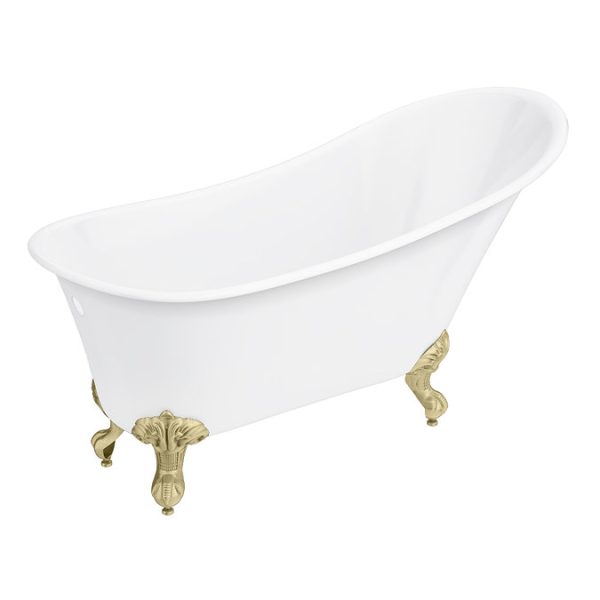 Harlow 1610 x 705mm Slipper Bath + Brushed Brass Leg Set - Image 2