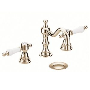 Heritage   Glastonbury 3 Hole Swivel Spout Basin Mixer with Pop up Waste   Vintage Gold
