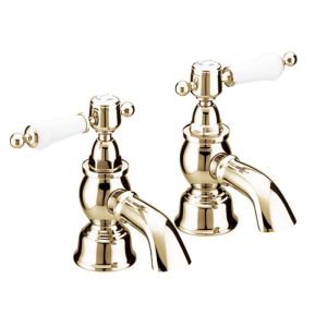 Heritage   Glastonbury Bath Pillar Taps   Vintage Gold