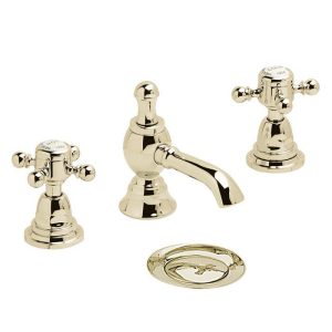 Heritage   Hartlebury 3 Hole Basin Mixer with Pop up Waste   Vintage Gold