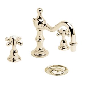 Heritage   Hartlebury 3 Hole Swivel Spout Basin Mixer with Pop up Waste   Vintage Gold