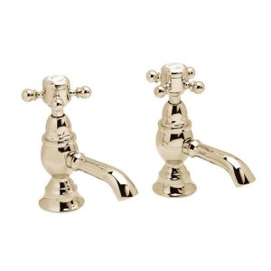 Heritage   Hartlebury Basin Pillar Taps   Vintage Gold