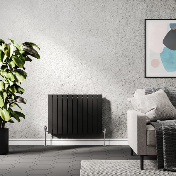 Urban Horizontal Radiator   Matt Black   Double Panel (600mm High) 836mm Wide - Image 2