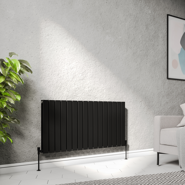 Urban Horizontal Radiator   Matt Black   Double Panel (600mm High) 1216mm Wide