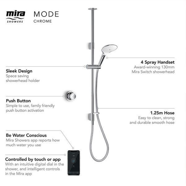 Mira Mode Digital Shower Ceiling Fed    High Pressure - Image 3