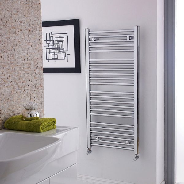 Nuie Straight Ladder Heated Towel Rail 1100 x 500mm   Chrome - Image 2