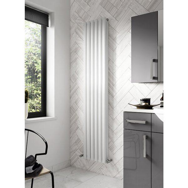 Hudson Reed Revive 1800 x 354mm Vertical Double Panel Designer Radiator   Gloss White - Image 2