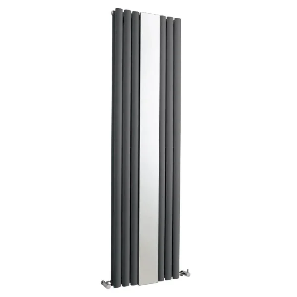 Hudson Reed Revive 1800 x 499mm Double Panel Designer Radiator with Mirror   Anthracite