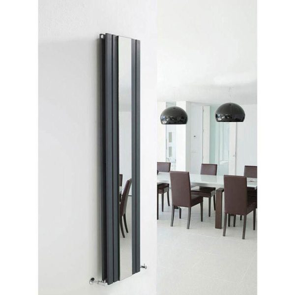 Hudson Reed Sloane Double Panel Radiator with Mirror 1800 x 381mm   Anthracite - Image 3