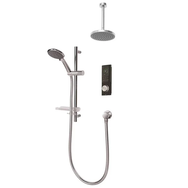 Triton HOME Digital Mixer Shower Pumped All in One with Round Fixed Head & Slider Rail Kit (Low Pressure Gravity)
