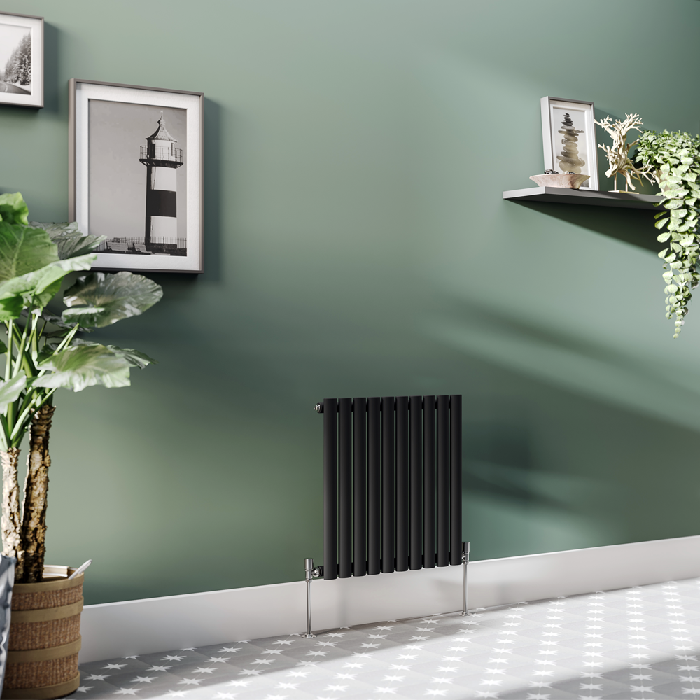 Metro Horizontal Radiator Matt Black Single Panel (600mm High) 590mm Wide