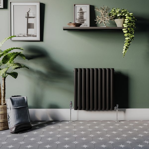 Metro Horizontal Radiator   Matt Black   Double Panel (600mm High) 590mm Wide - Image 2