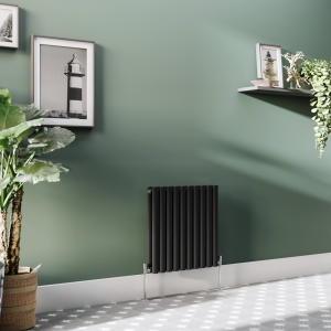 Metro Horizontal Radiator   Matt Black   Double Panel (600mm High) 590mm Wide