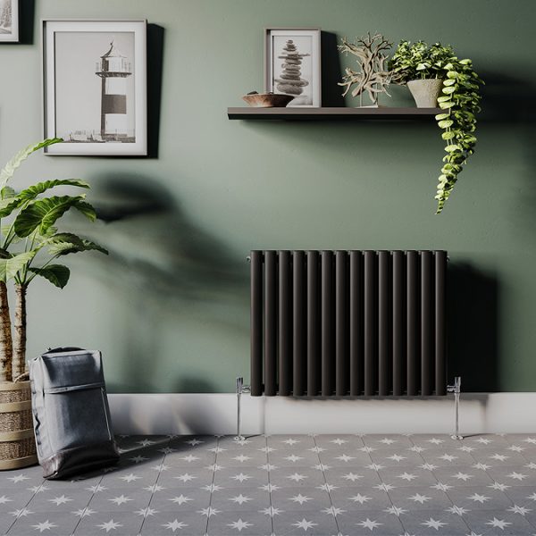 Metro Horizontal Radiator   Matt Black   Double Panel (600mm High) 826mm Wide - Image 2
