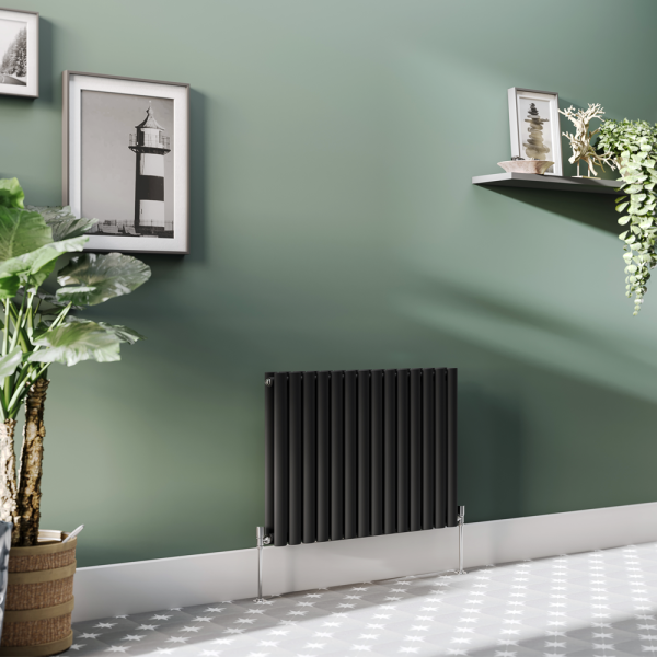 Metro Horizontal Radiator   Matt Black   Double Panel (600mm High) 826mm Wide