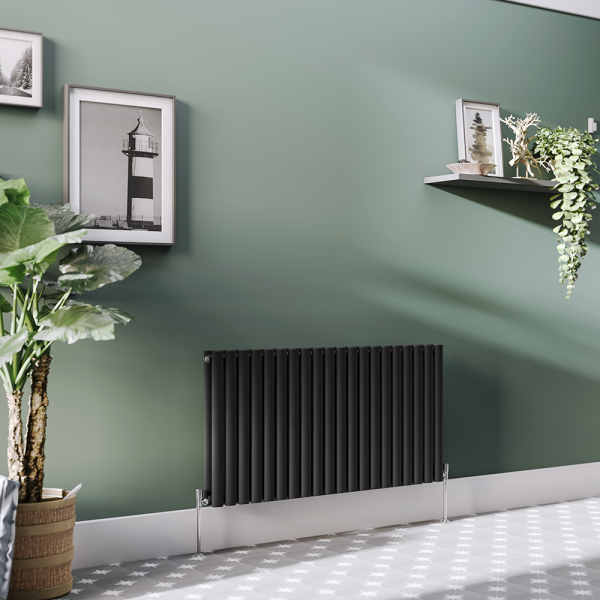 Metro Horizontal Radiator   Matt Black   Double Panel (600mm High) 1180mm Wide
