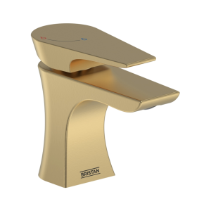 Bristan Hourglass Eco Start Basin Mixer with Clicker Waste   Brushed Brass
