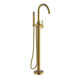 Britton Hoxton Floor Standing Bath Shower Mixer   Brushed Brass