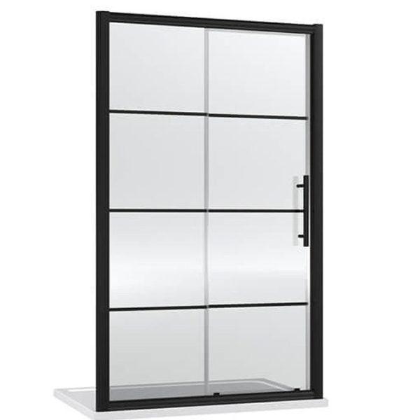 Hudson Reed Matt Black 1200 x 800mm Sliding Door Shower Enclosure with Black Tray - Image 5