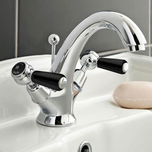Hudson Reed Topaz Black Lever Mono Basin Mixer Tap + Pop Up Waste - Image 3