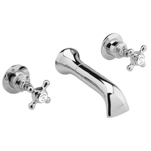 Hudson Reed Topaz Wall Mounted Bath Spout and Stop Taps   Chrome